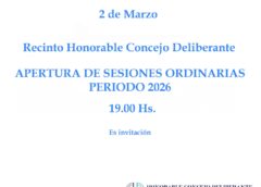 EL lunes 2 de Marzo sera la apertura del Honorable Concejo Deliberante de Coronel Dorrego